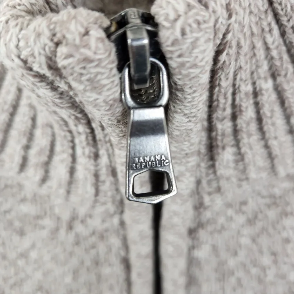 Banana Republic Factory Mens Mock Neck Full Zip Cotton Sweater Medium
